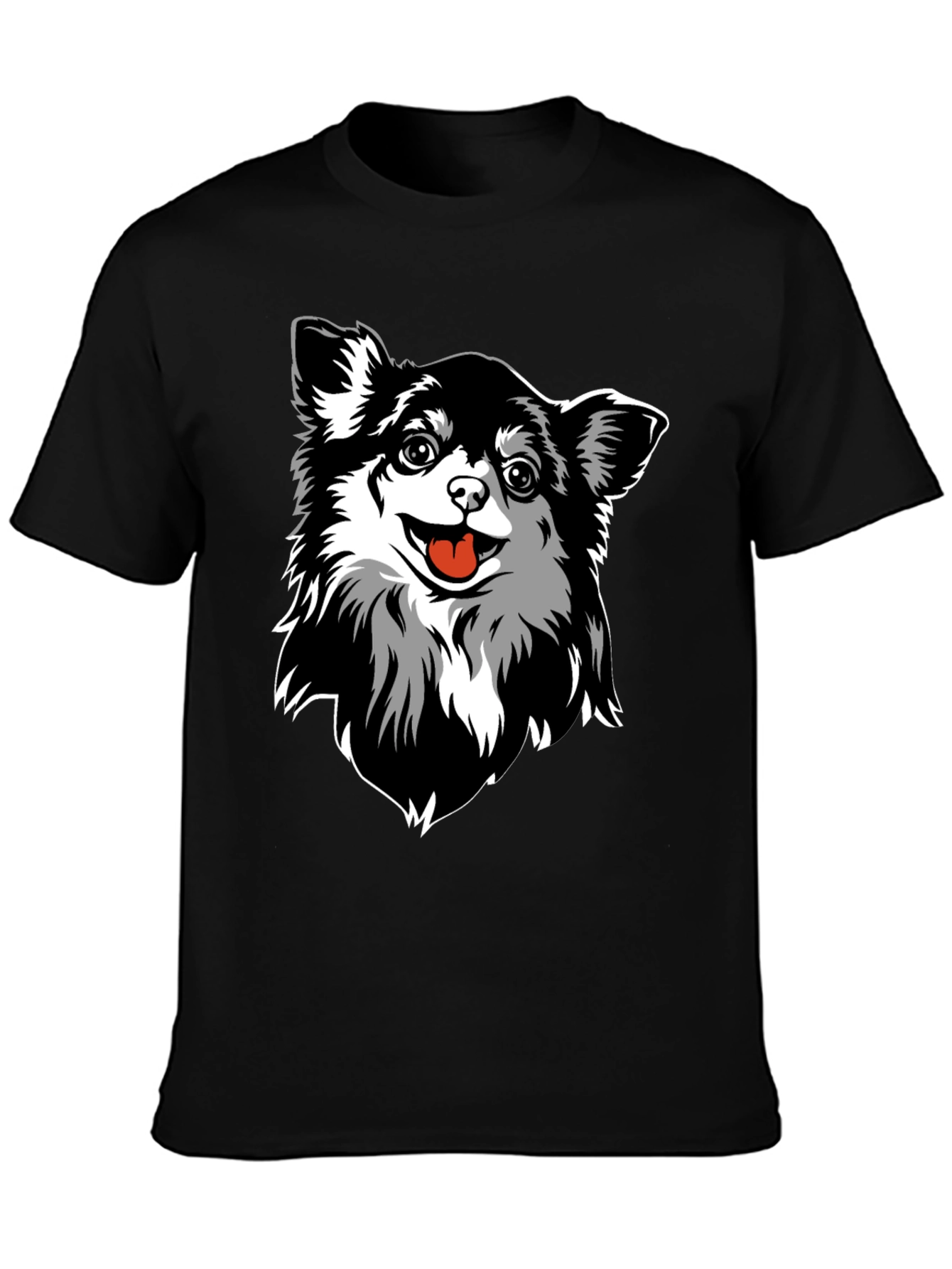 Chihuahua Dog Graphic Tee - Black Cotton Blend