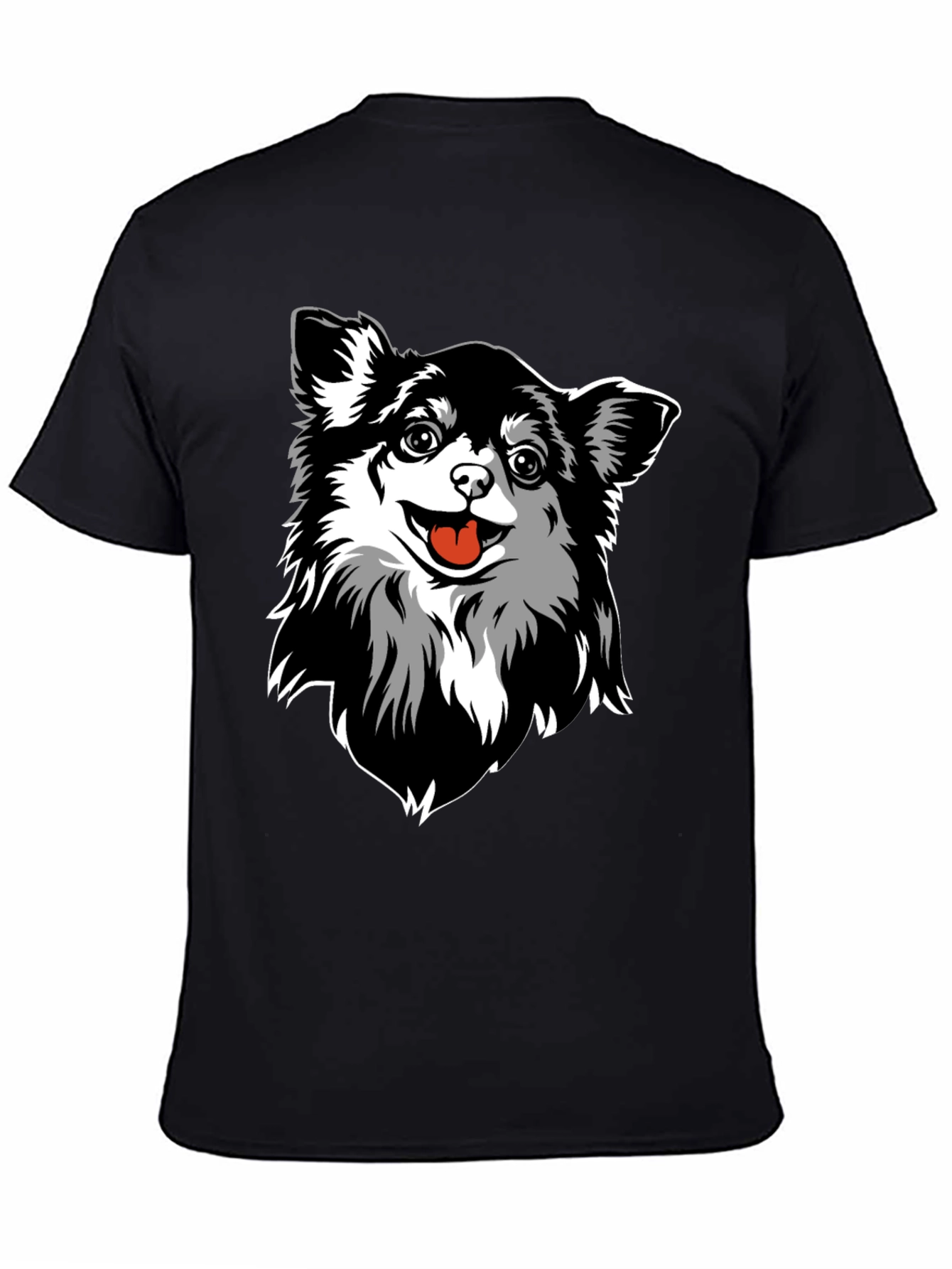 Chihuahua Dog Graphic Tee - Black Cotton Blend