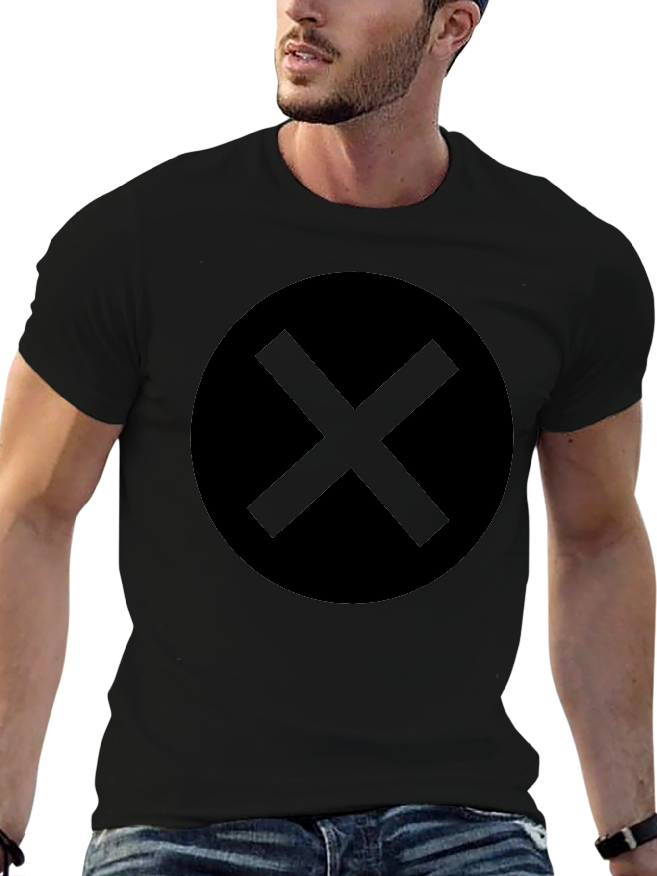 Mens Black X-Mark Graphic Tee