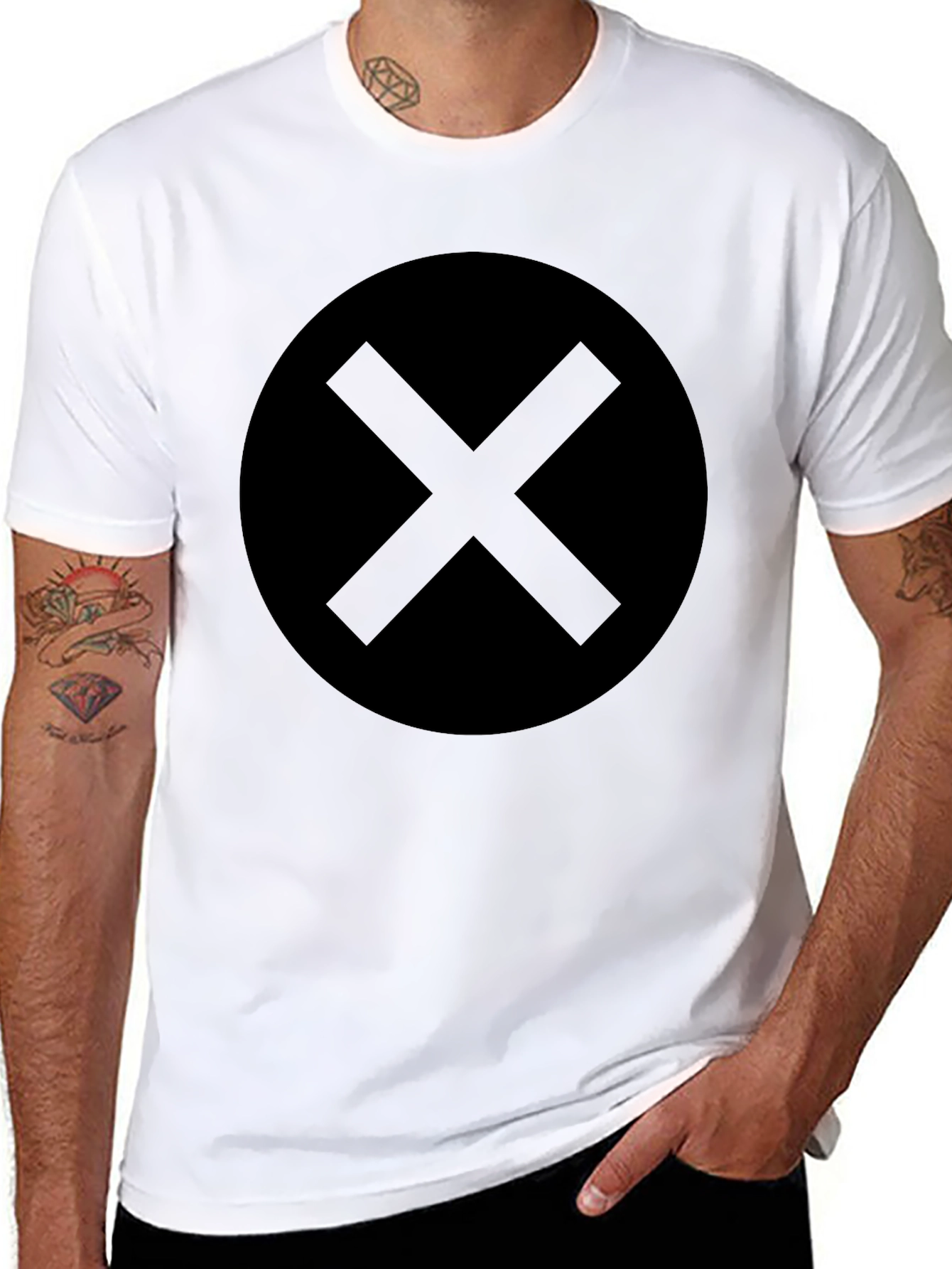 Mens Black X-Mark Graphic Tee