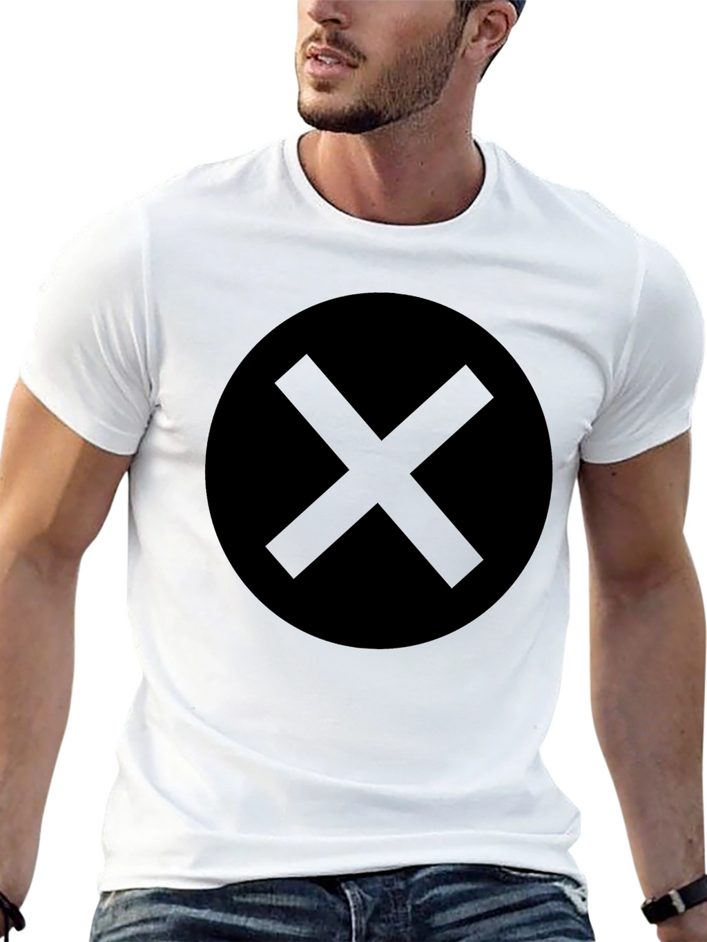 Mens Black X-Mark Graphic Tee