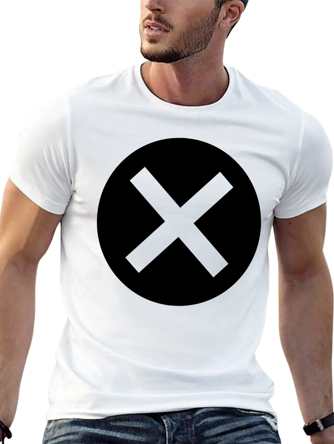 Mens Black X-Mark Graphic Tee