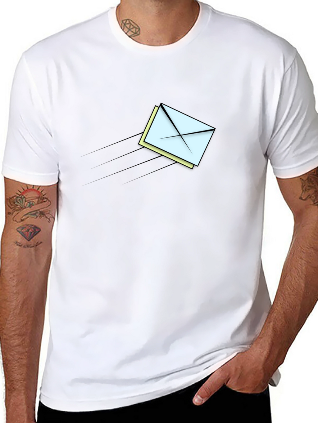Mens Graphic T-Shirt - Flying Envelope Design