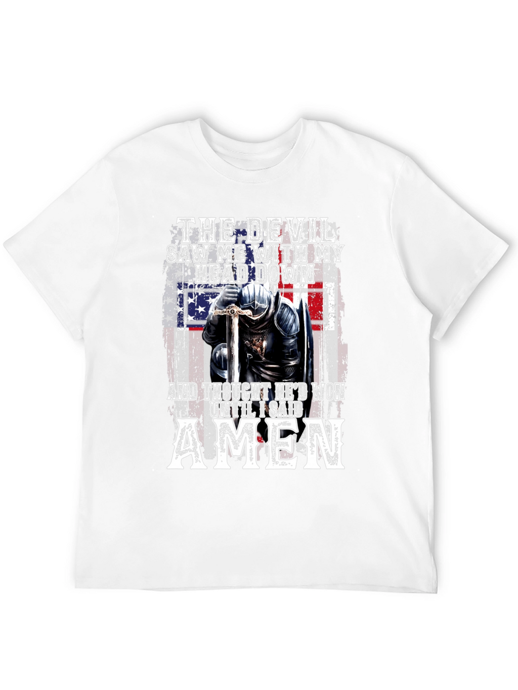 The Devil T-Shirt Amen Knight USA Flag Graphic Tee