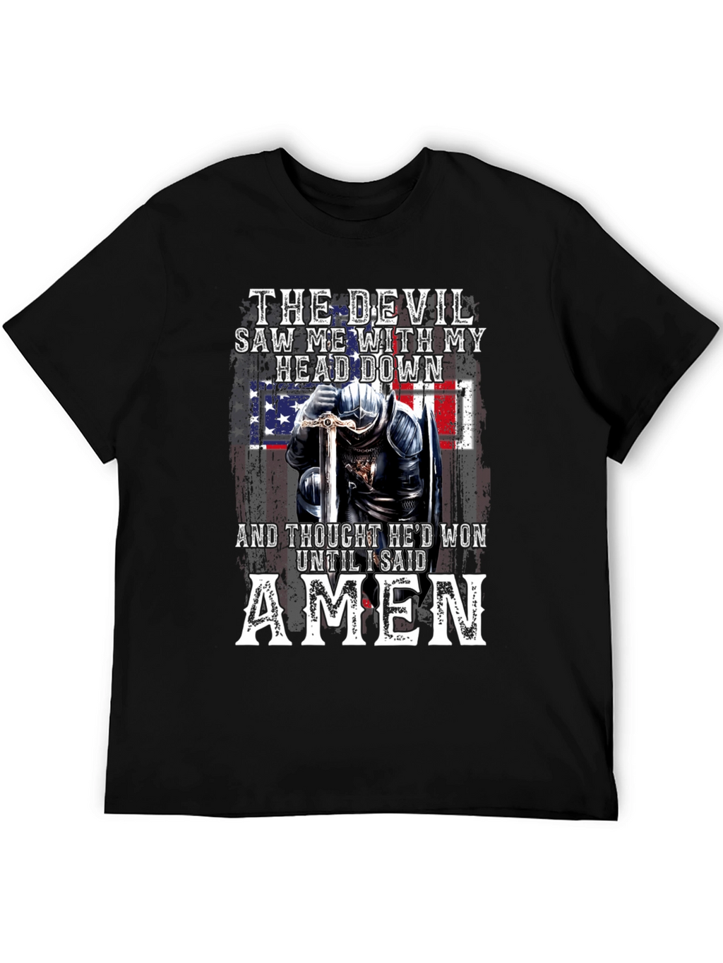 The Devil T-Shirt Amen Knight USA Flag Graphic Tee