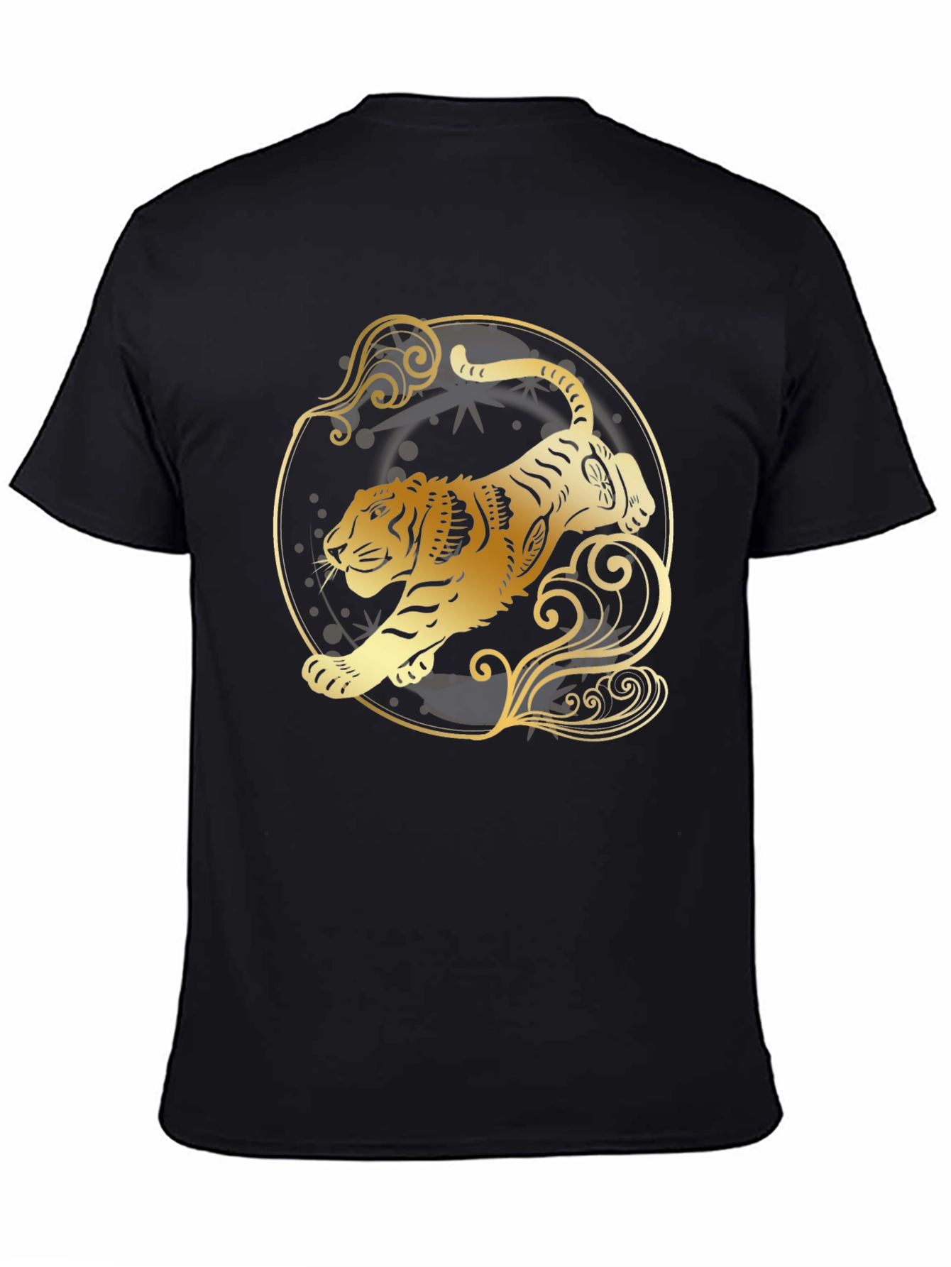 Golden Tiger Graphic Tee - Stylish Black T-Shirt