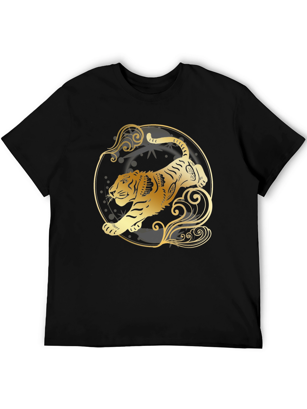 Golden Tiger Graphic Tee - Stylish Black T-Shirt