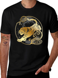 Golden Tiger Graphic Tee - Stylish Black T-Shirt