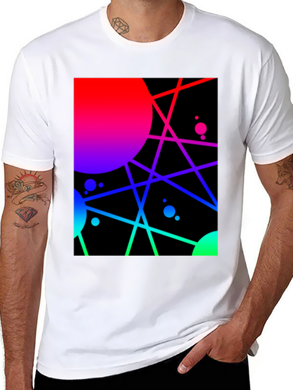 Abstract Geometric Graphic Tee - Vibrant Design
