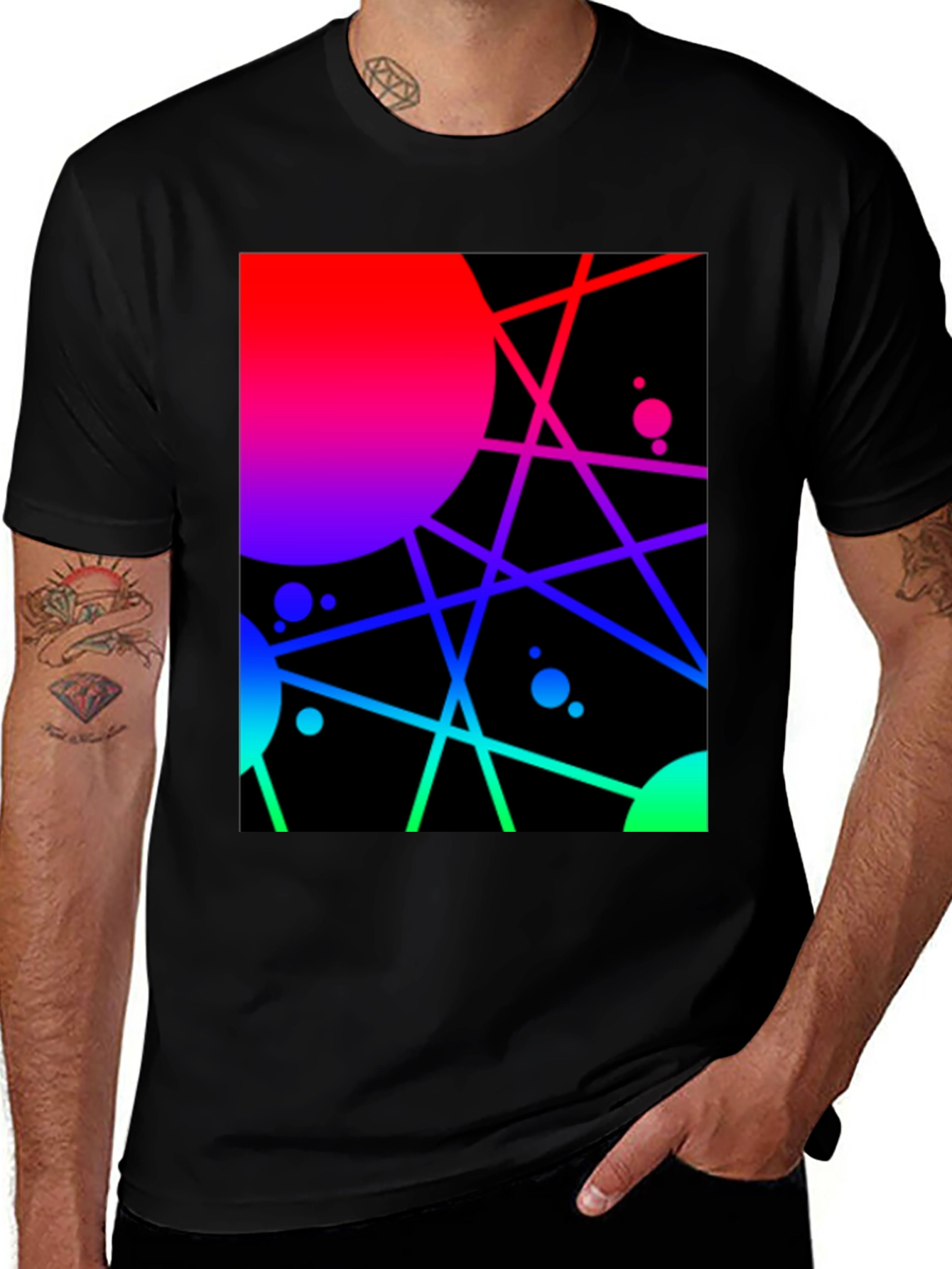 Abstract Geometric Graphic Tee - Vibrant Design