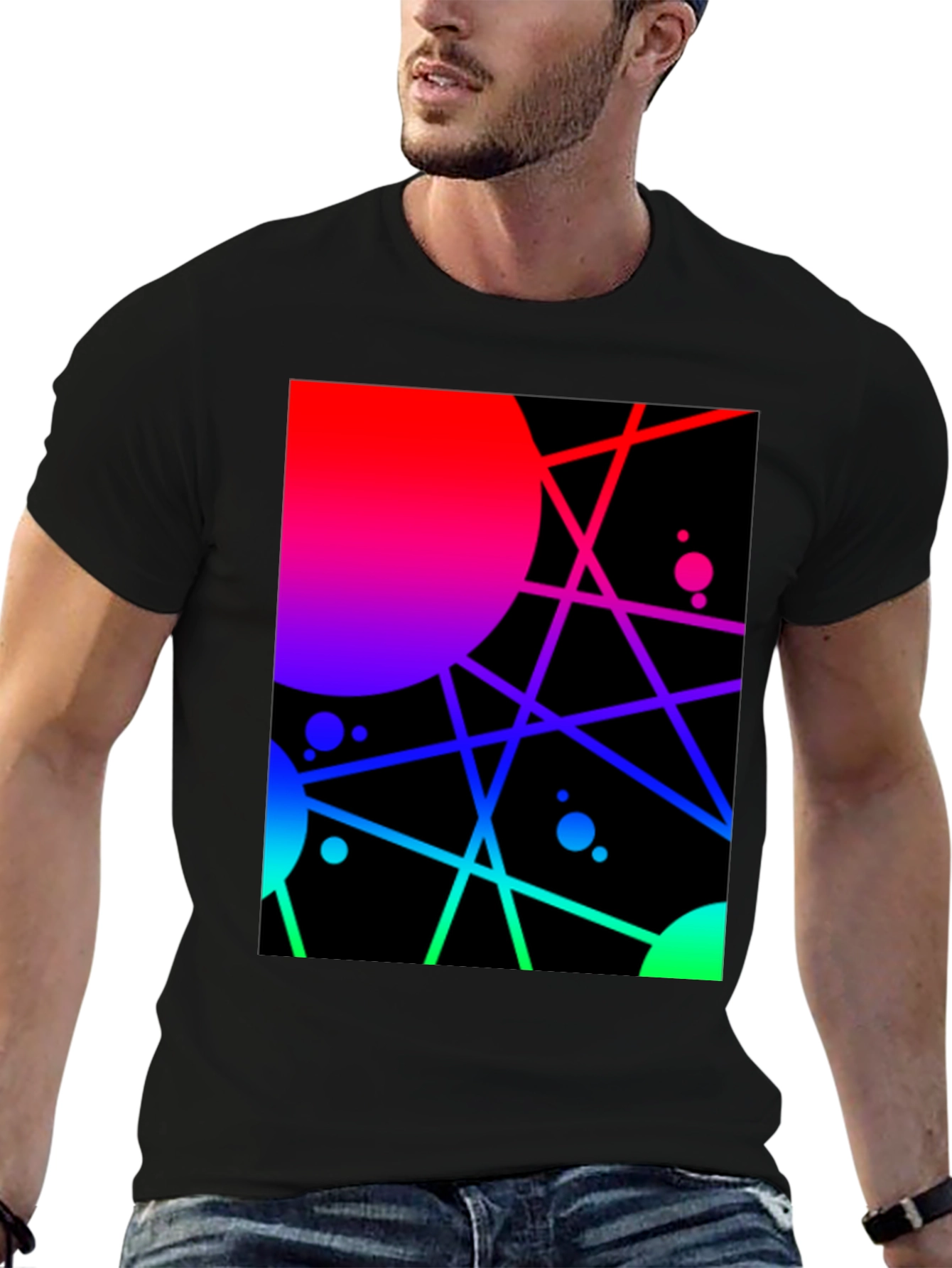 Abstract Geometric Graphic Tee - Vibrant Design