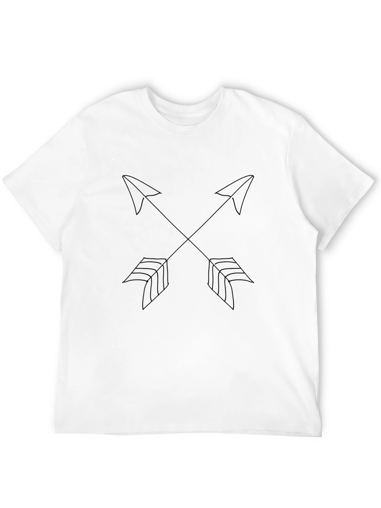 Minimalist Arrow Cross Graphic Black T-Shirt