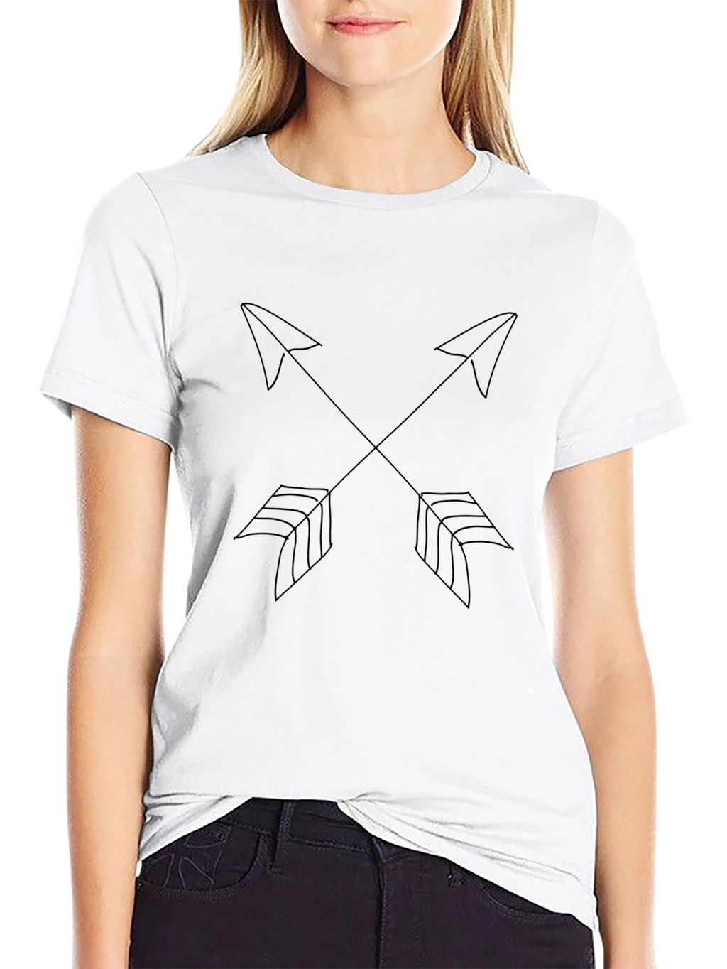 Minimalist Arrow Cross Graphic Black T-Shirt