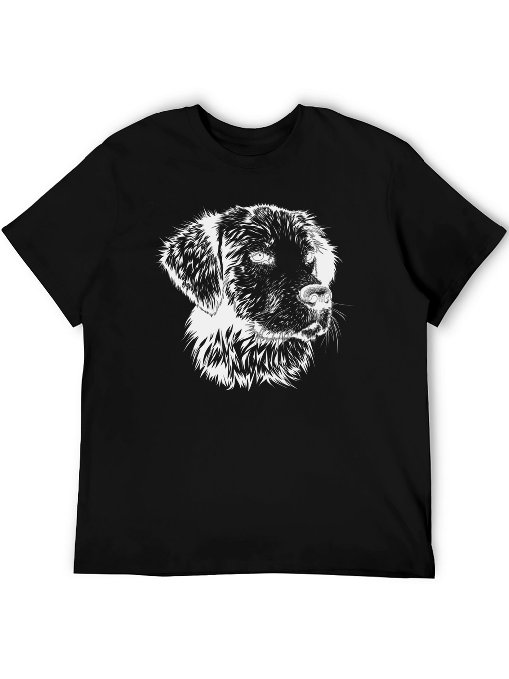 Dog Graphic Tee - Black Crew Neck T-Shirt