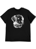 Dog Graphic Tee - Black Crew Neck T-Shirt