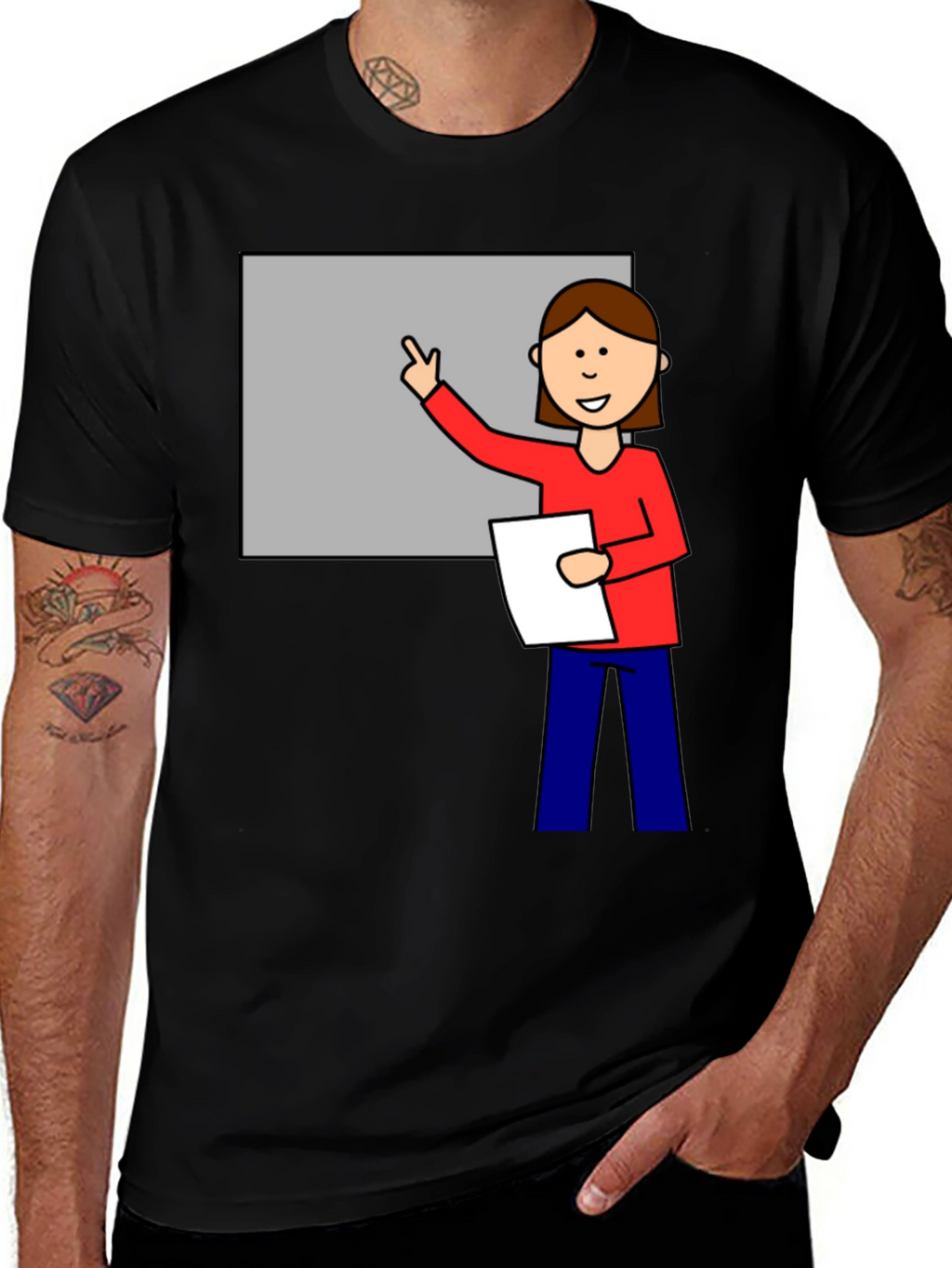Cartoon Teacher Graphic T-Shirt