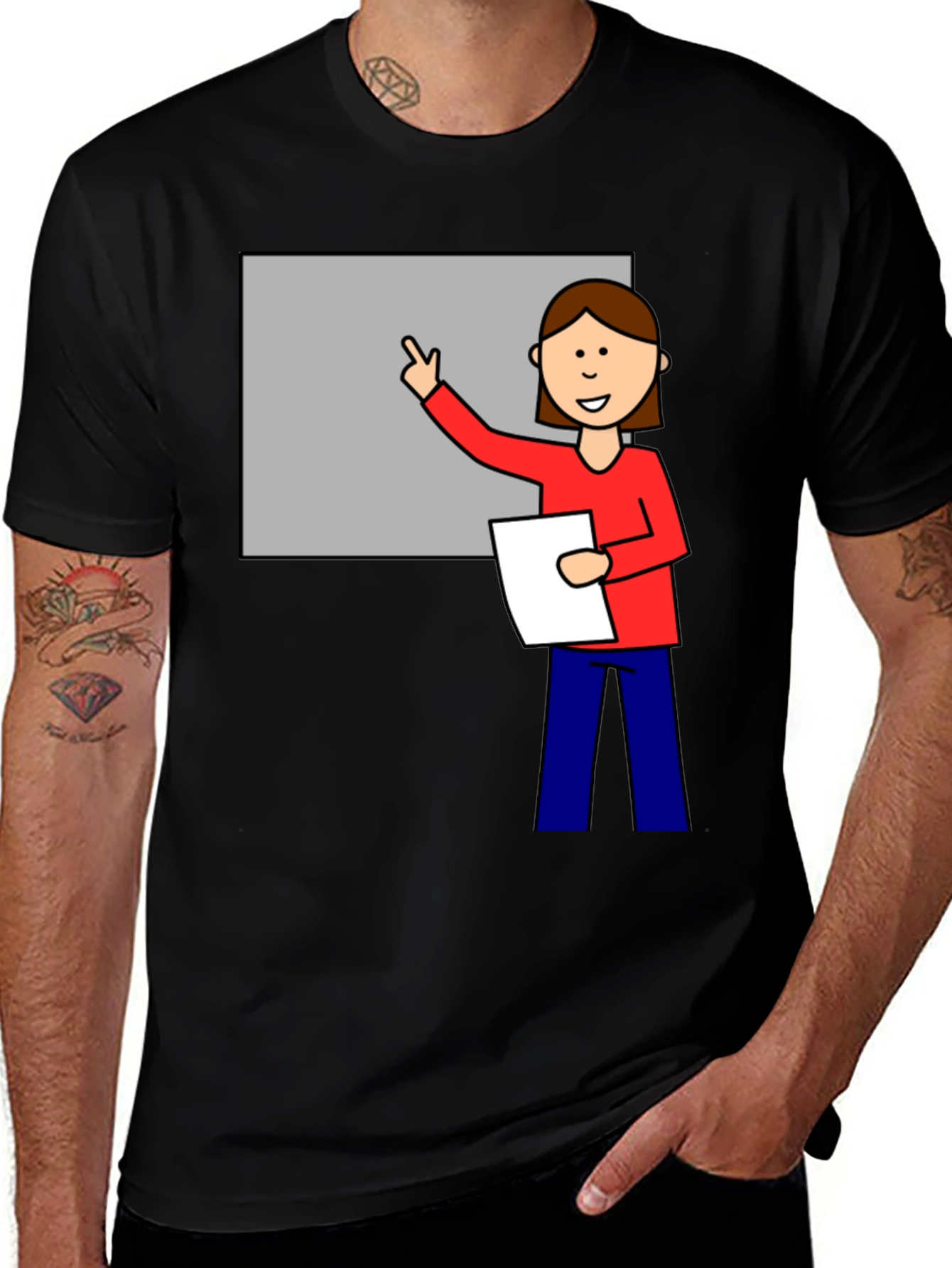 Cartoon Teacher Graphic T-Shirt