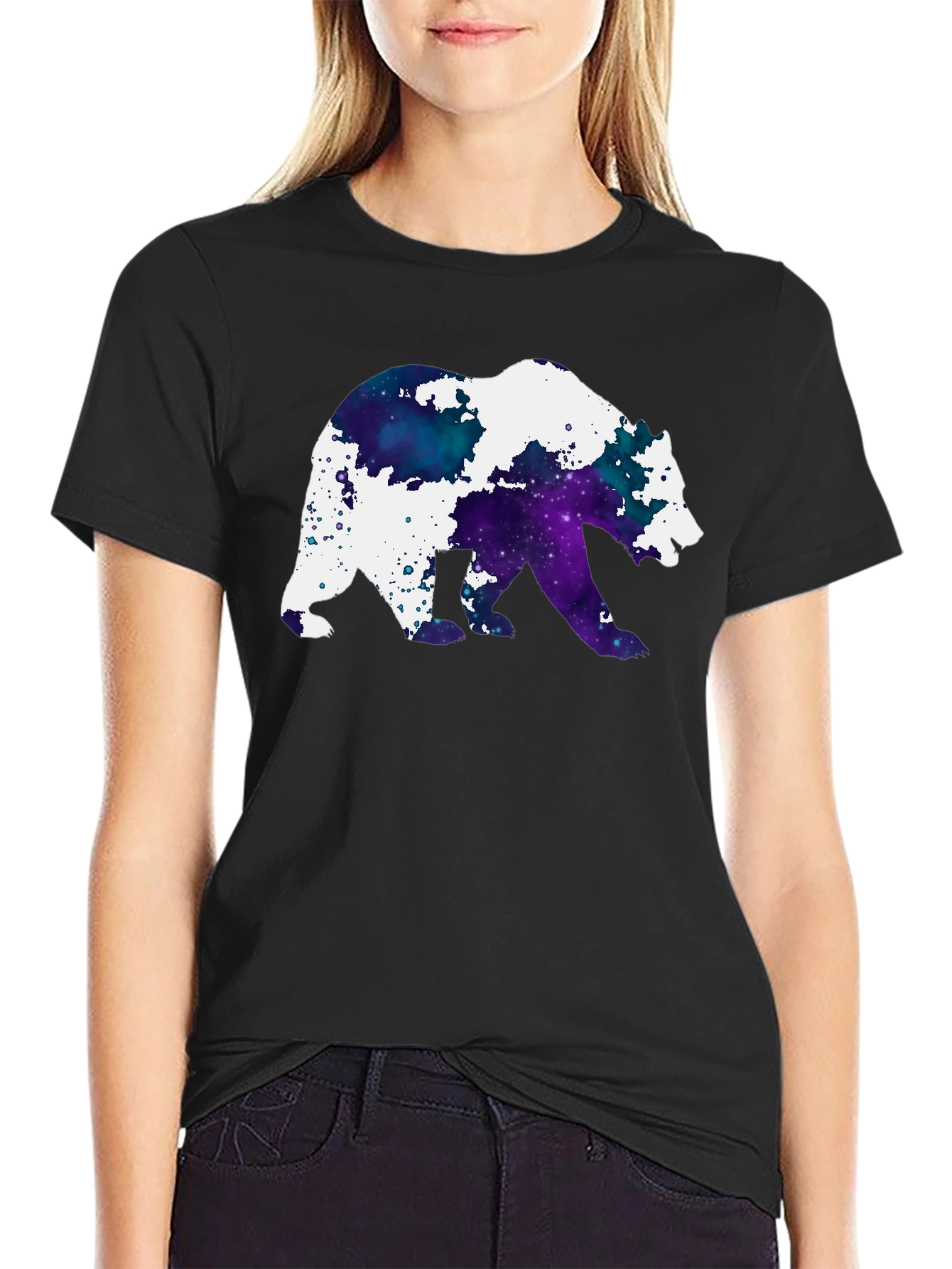 Galaxy Bear Graphic Black T-Shirt