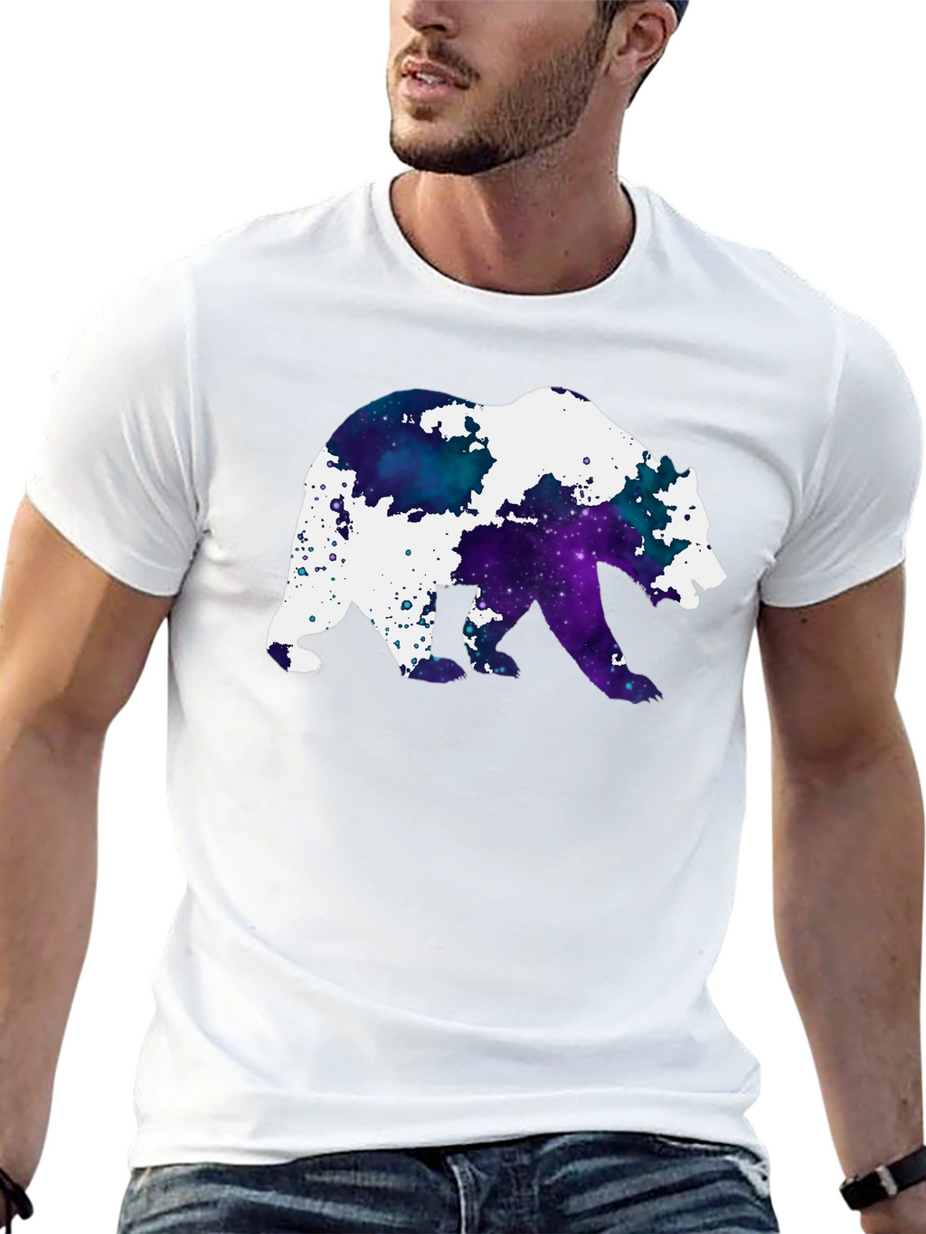 Galaxy Bear Graphic Black T-Shirt