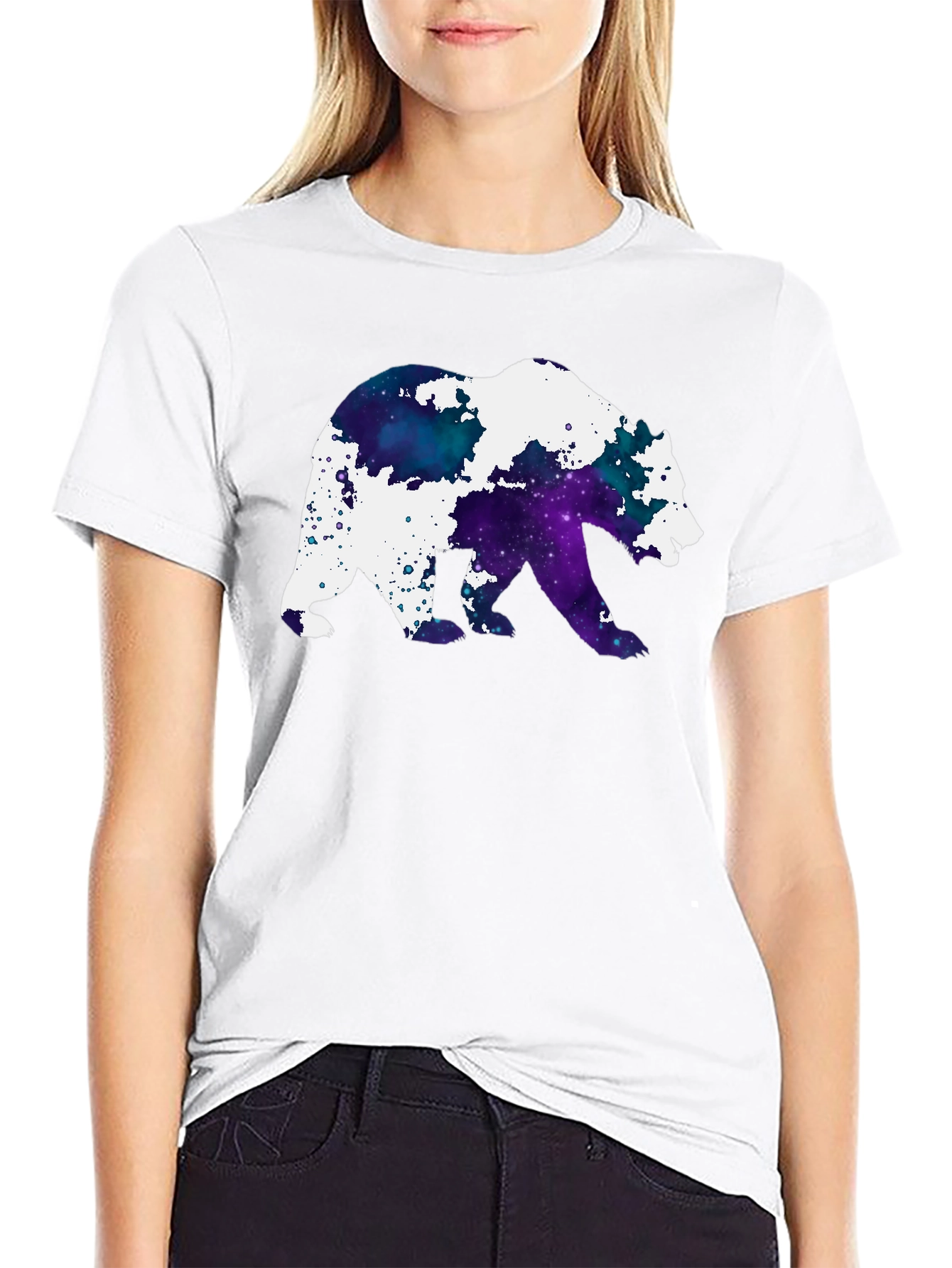 Galaxy Bear Graphic Black T-Shirt