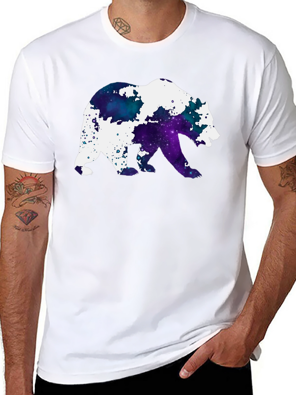 Galaxy Bear Graphic Black T-Shirt