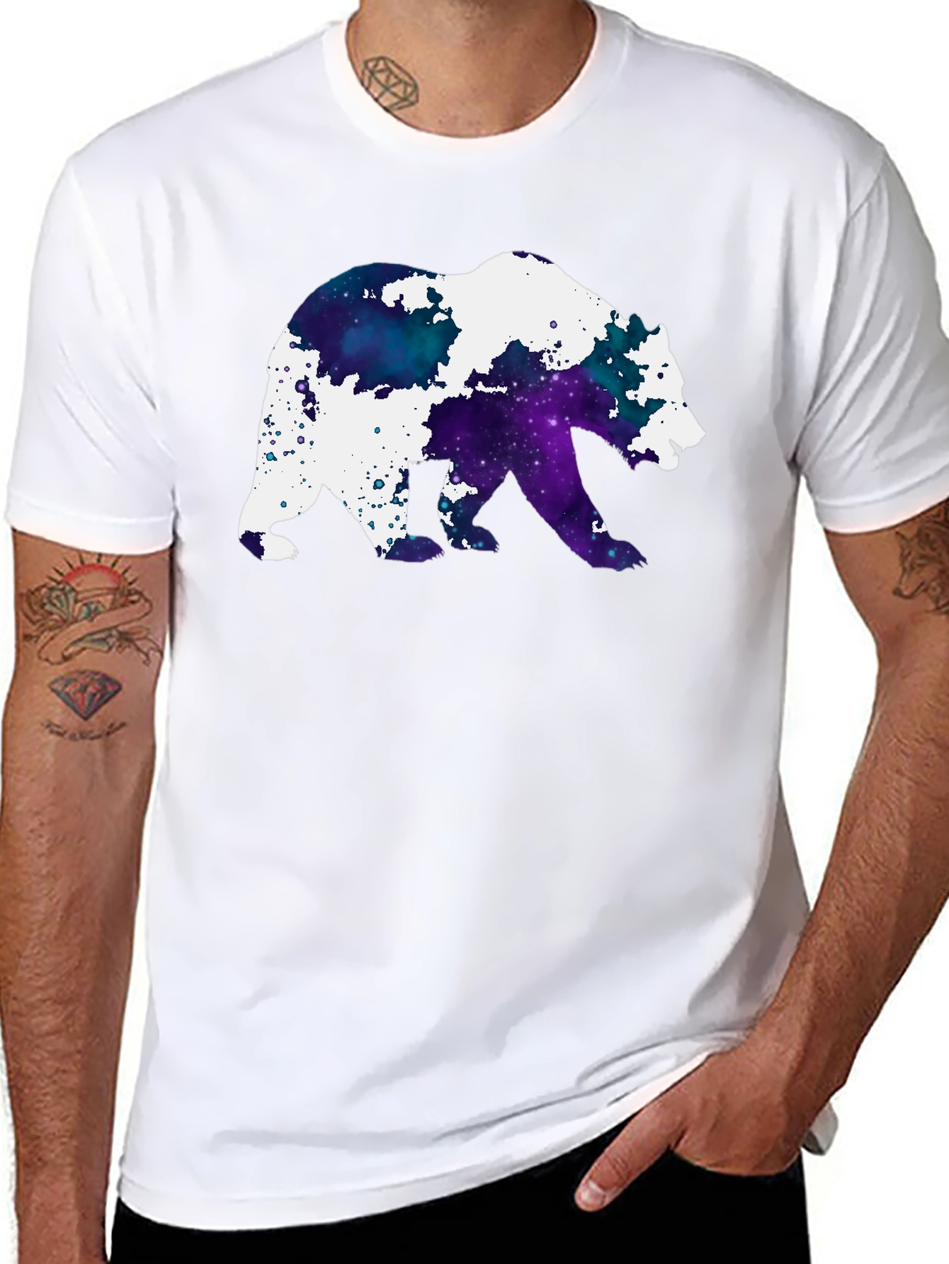 Galaxy Bear Graphic Black T-Shirt