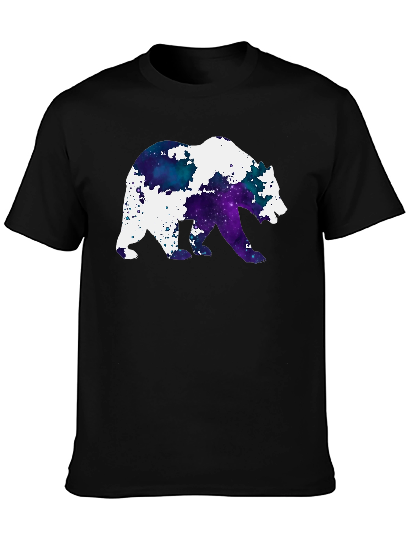 Galaxy Bear Graphic Black T-Shirt