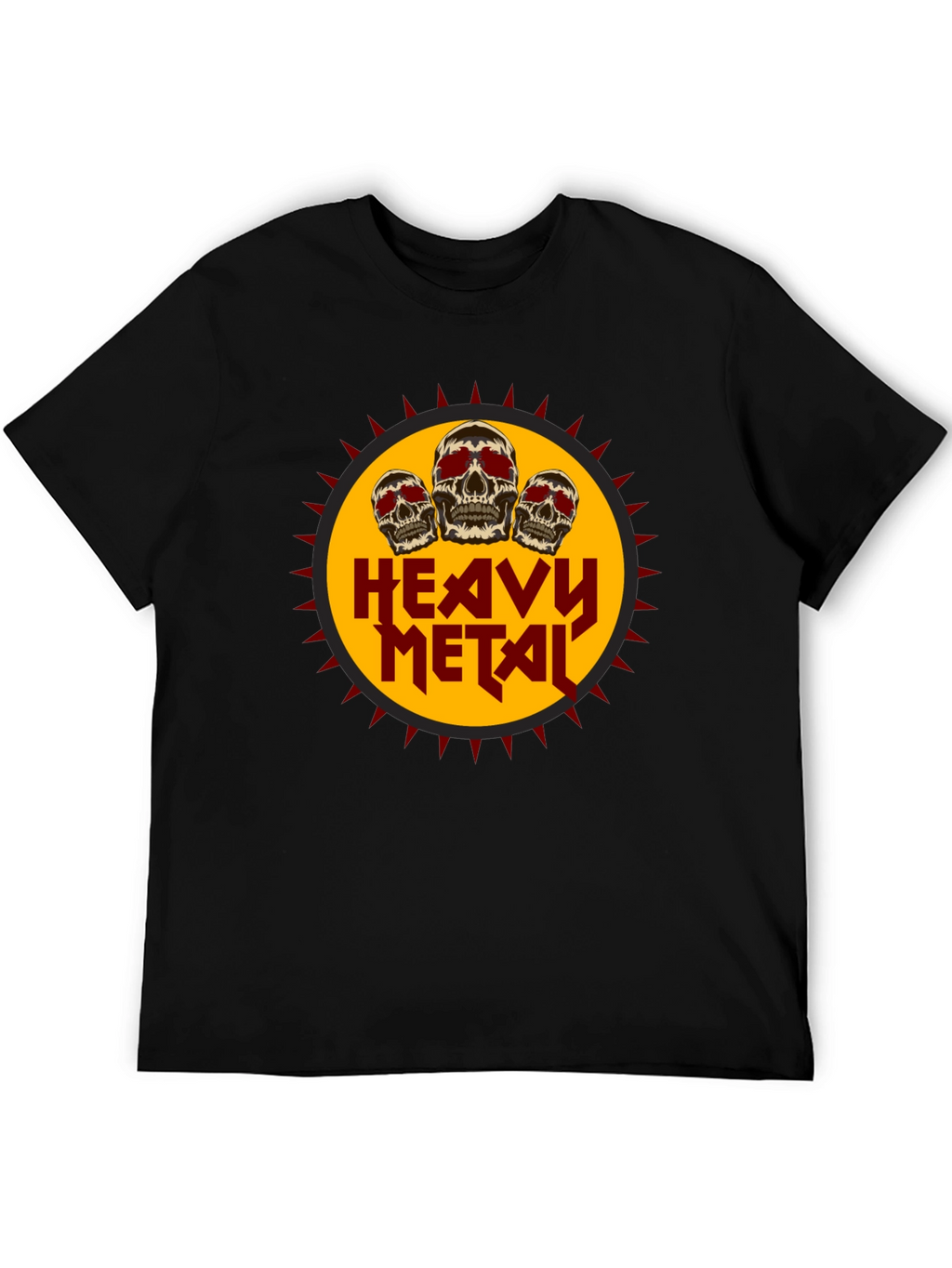 Heavy Metal Skull Graphic Tee - Black Cotton T-Shirt