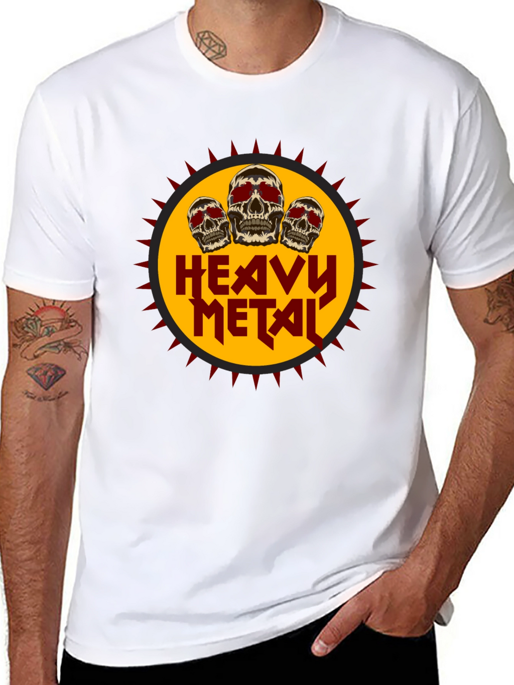 Heavy Metal Skull Graphic Tee - Black Cotton T-Shirt