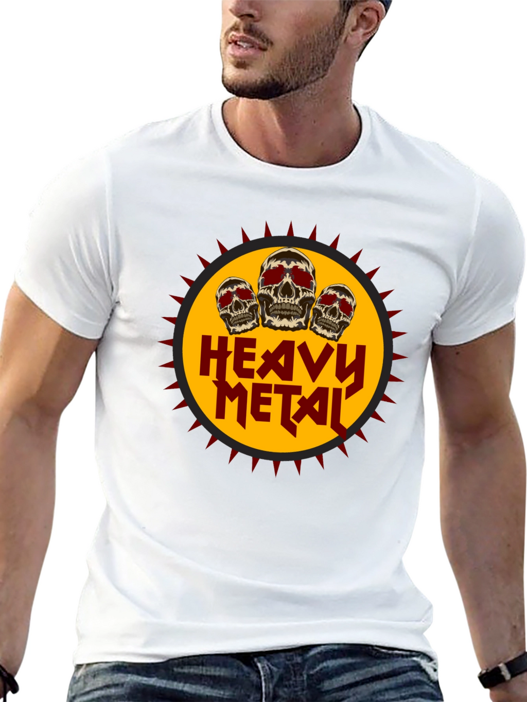 Heavy Metal Skull Graphic Tee - Black Cotton T-Shirt