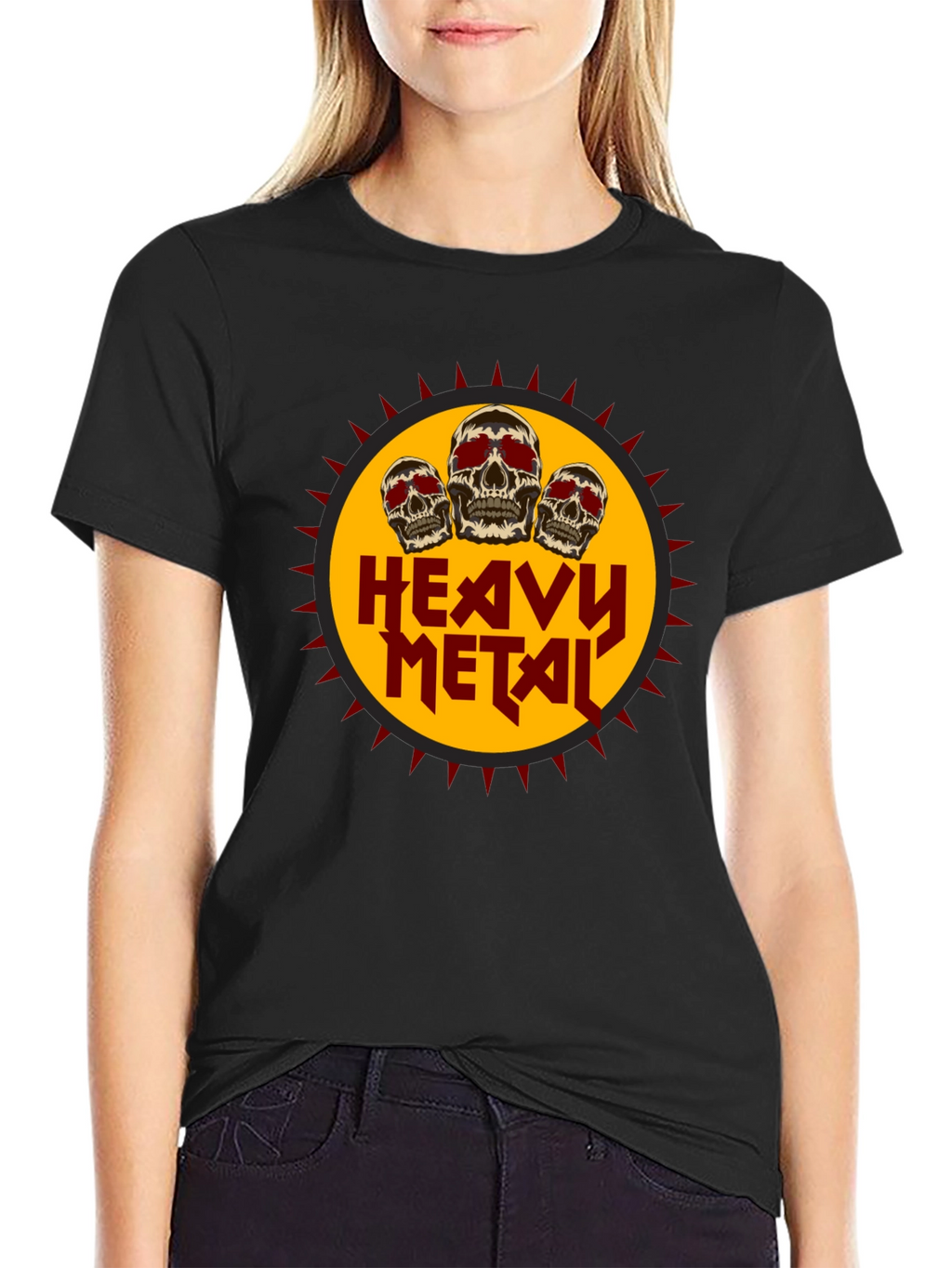 Heavy Metal Skull Graphic Tee - Black Cotton T-Shirt
