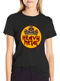 Heavy Metal Skull Graphic Tee - Black Cotton T-Shirt
