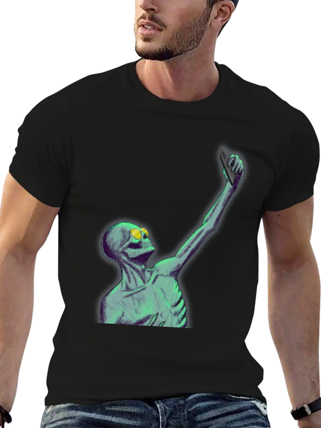Skeleton Taking Selfie Graphic Tee