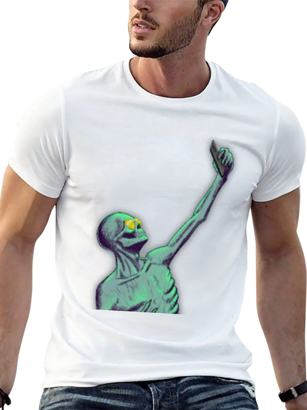 Skeleton Taking Selfie Graphic Tee
