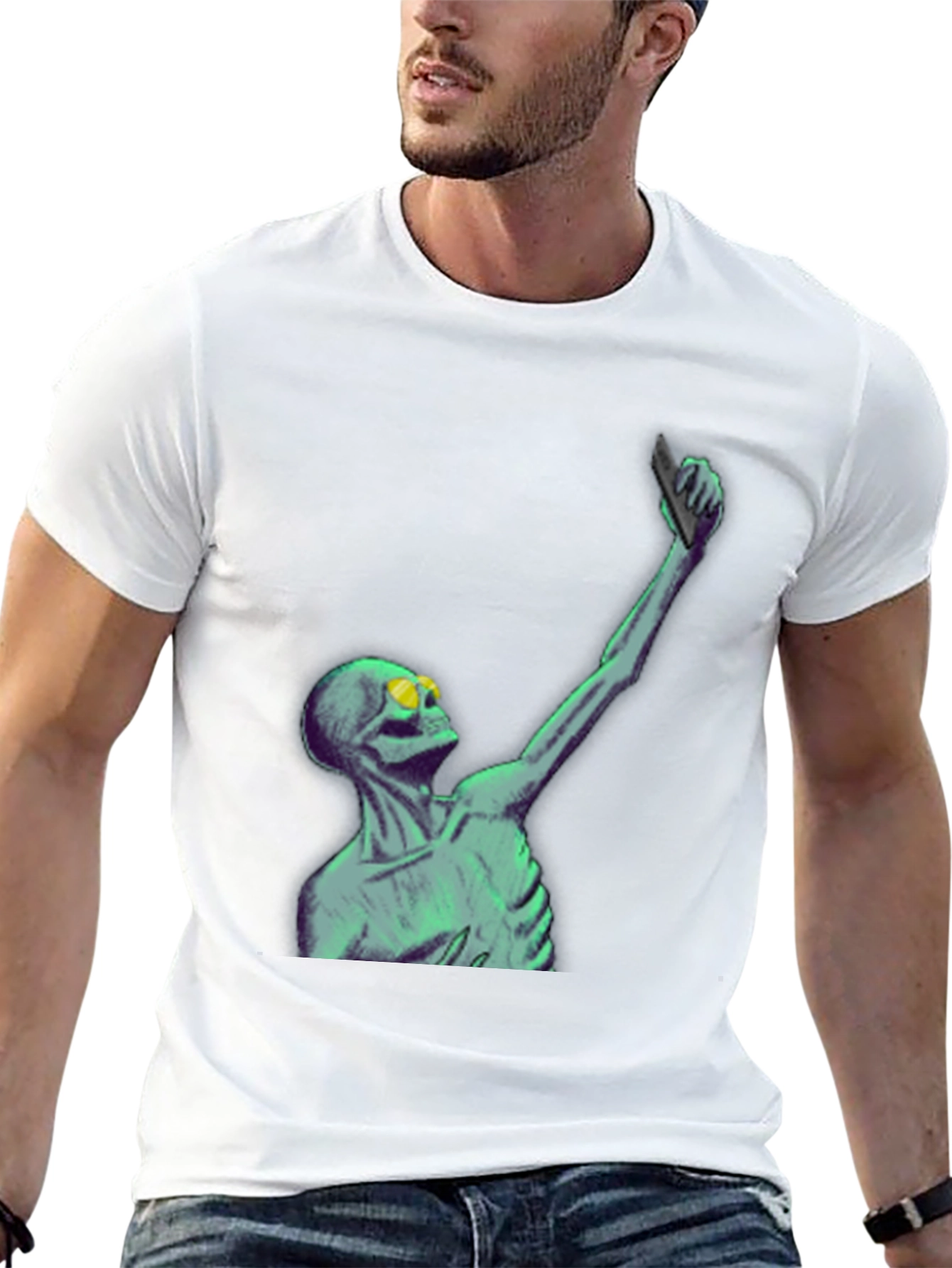 Skeleton Taking Selfie Graphic Tee