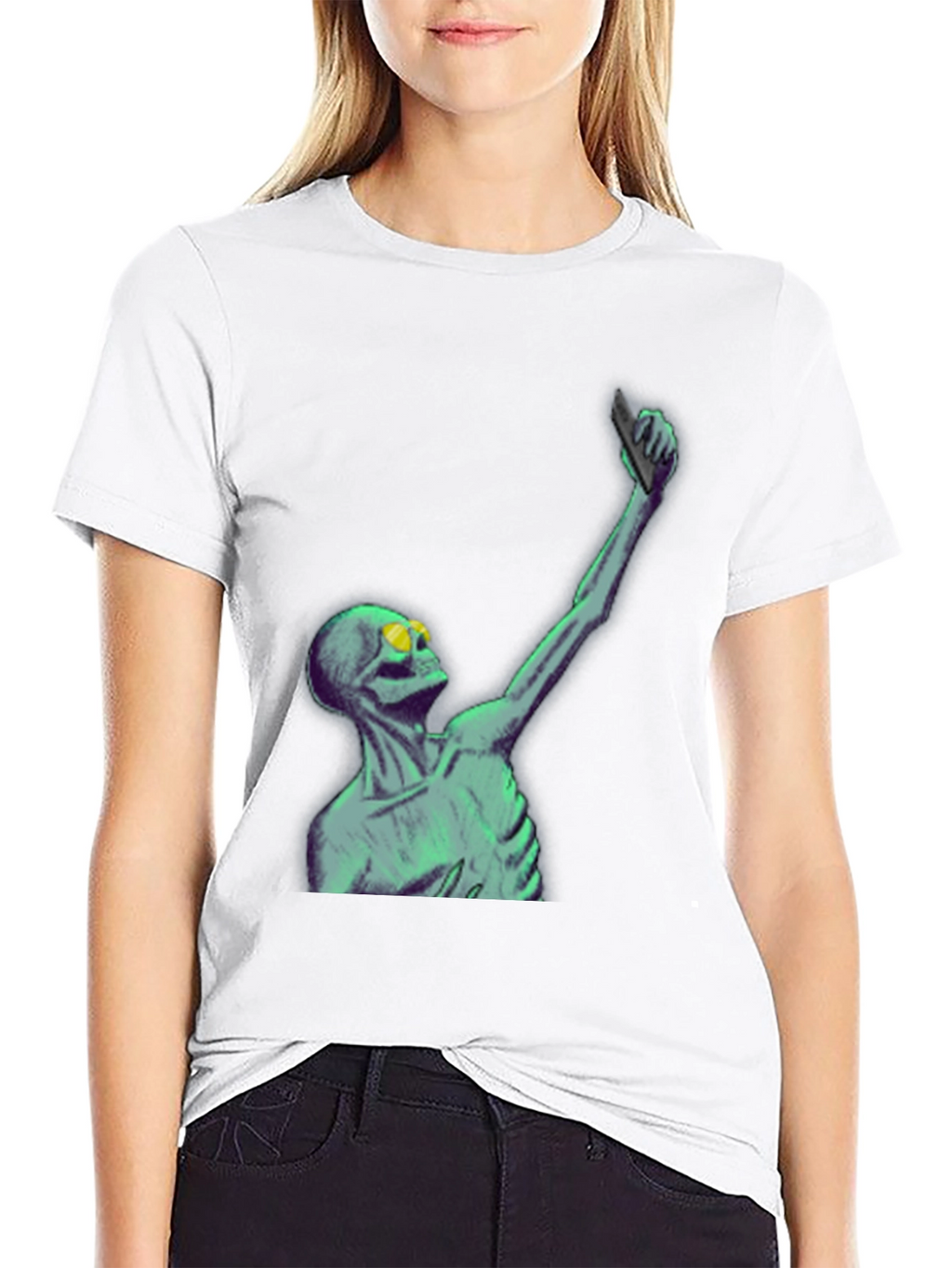 Skeleton Taking Selfie Graphic Tee