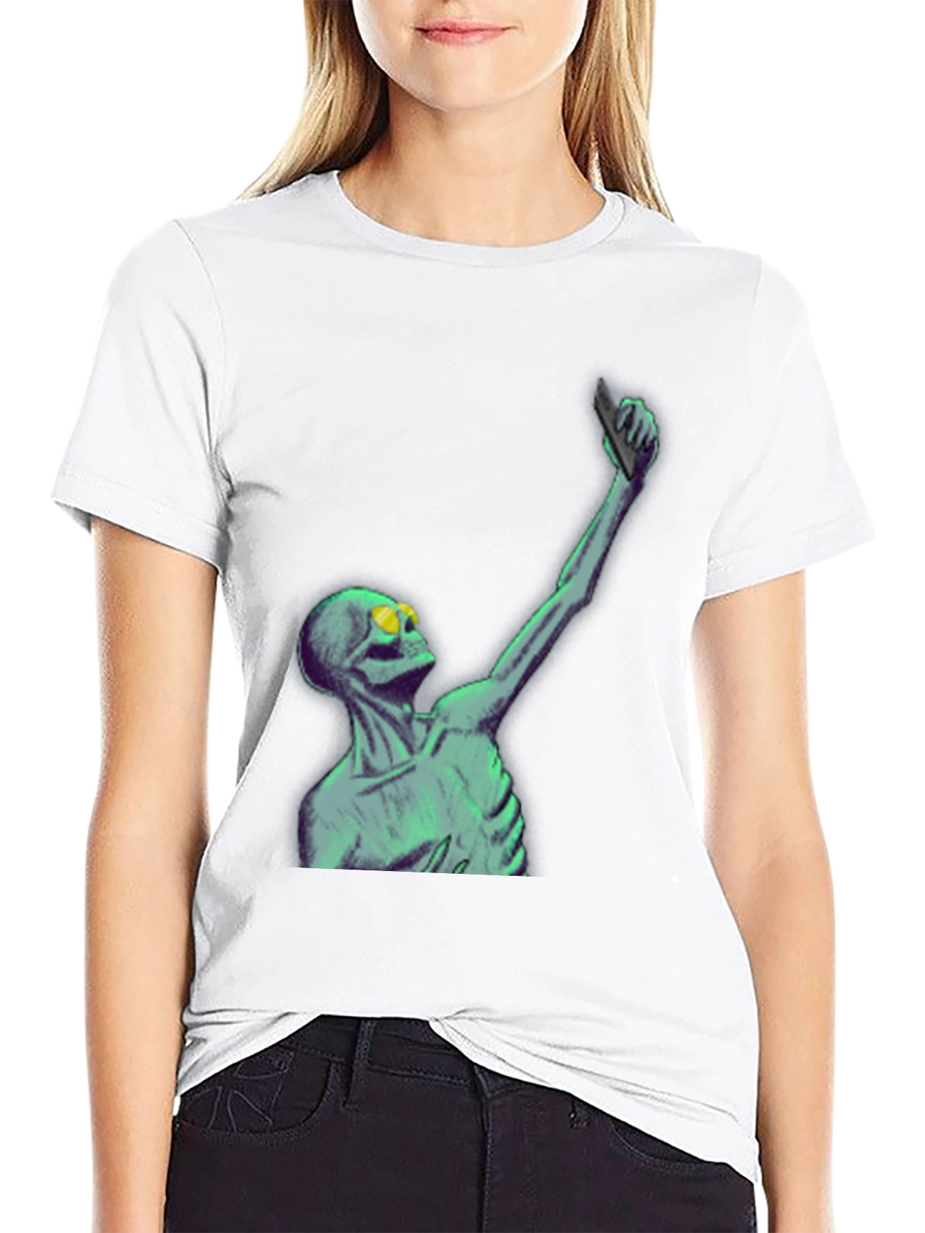 Skeleton Taking Selfie Graphic Tee