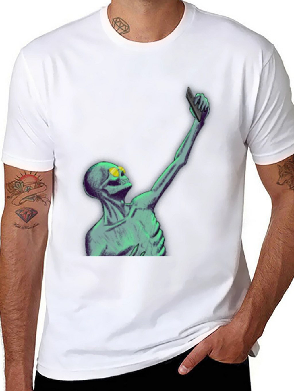 Skeleton Taking Selfie Graphic Tee