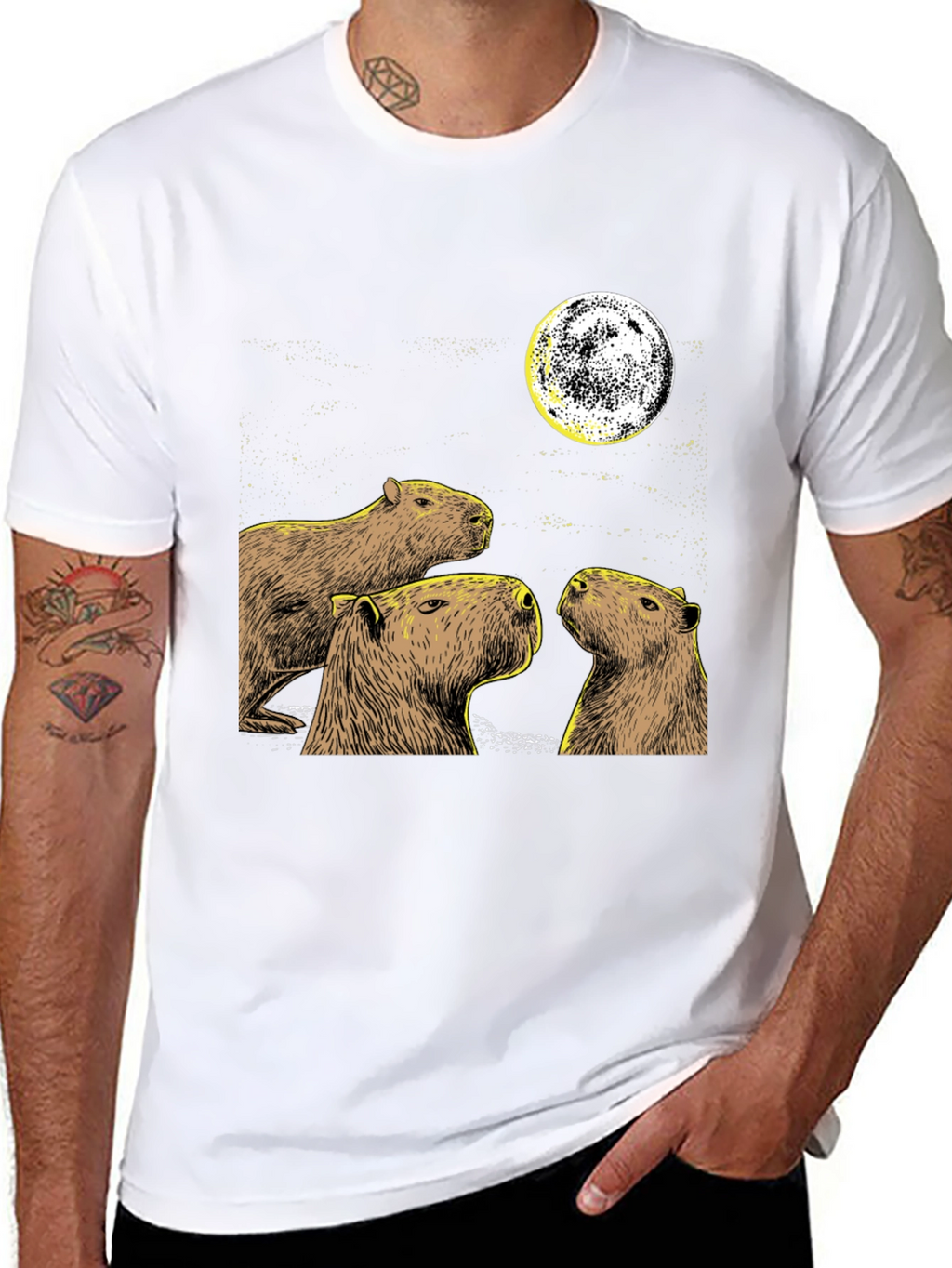 Capybara Moon Black T-Shirt