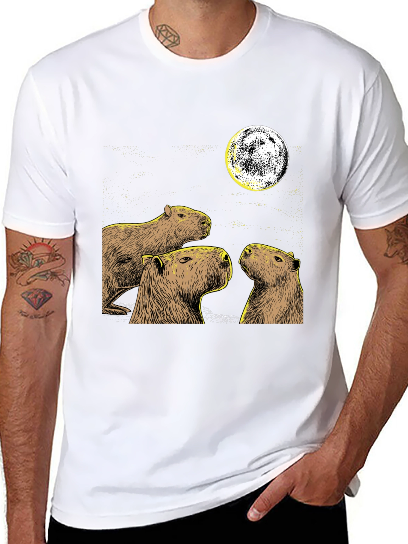 Capybara Moon Black T-Shirt
