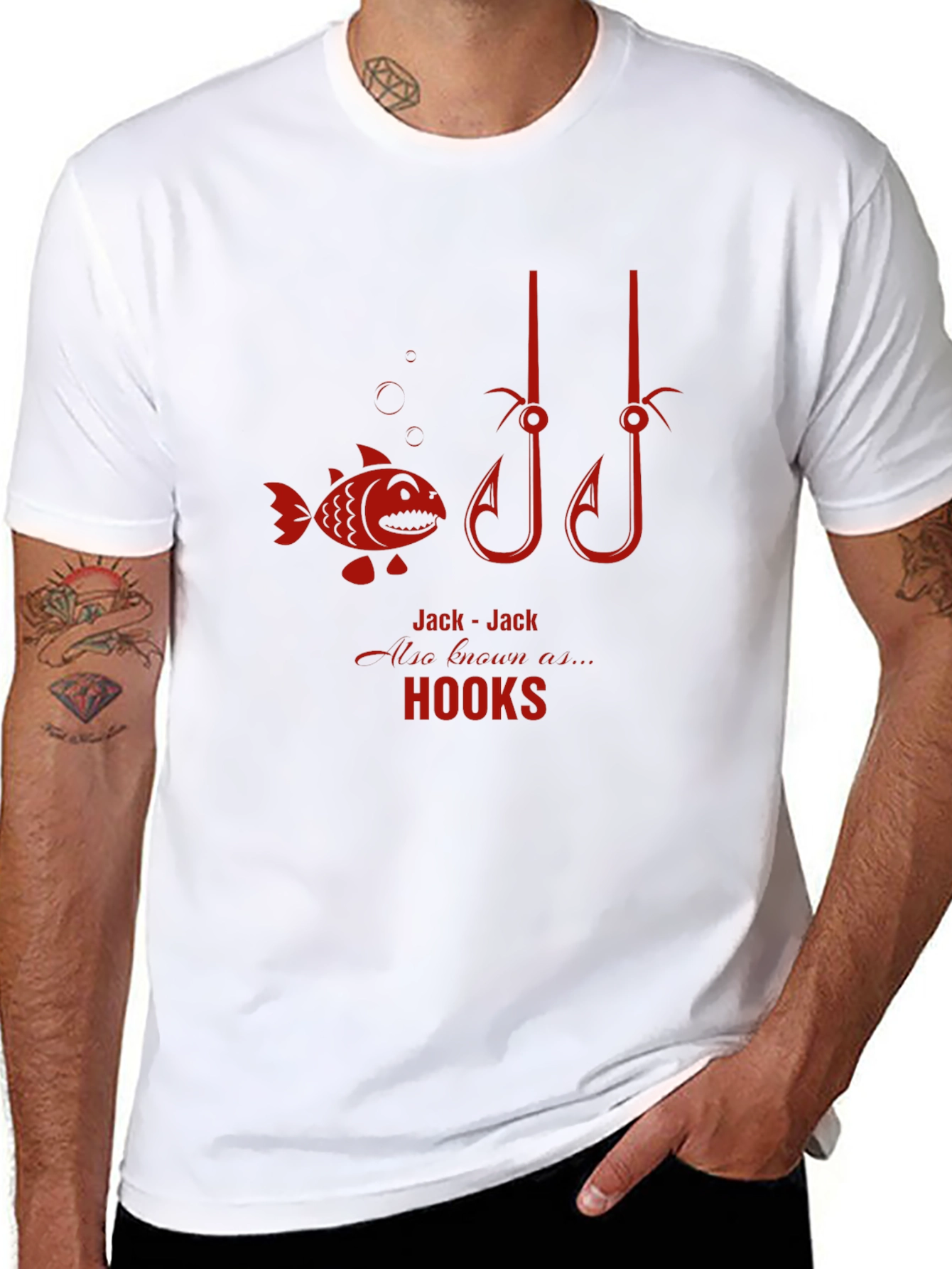 Jack-Jack Hooks Black T-Shirt - Fishing Humor