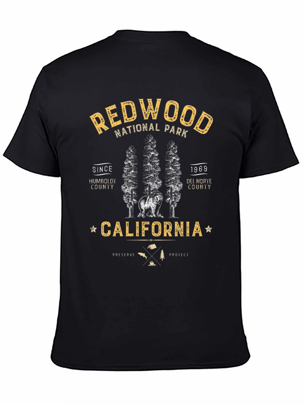 Redwood National Park California Black T-Shirt
