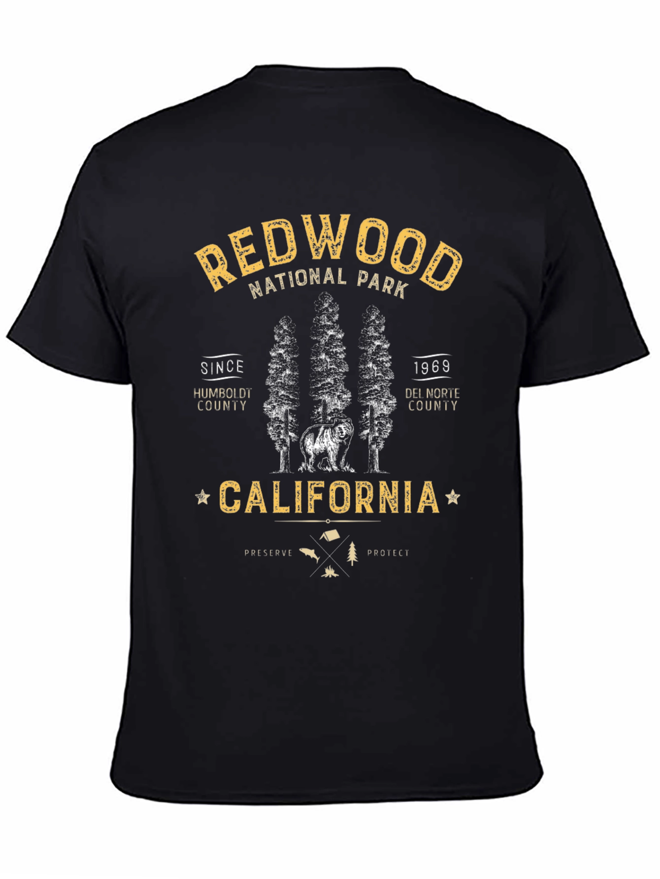 Redwood National Park California Black T-Shirt