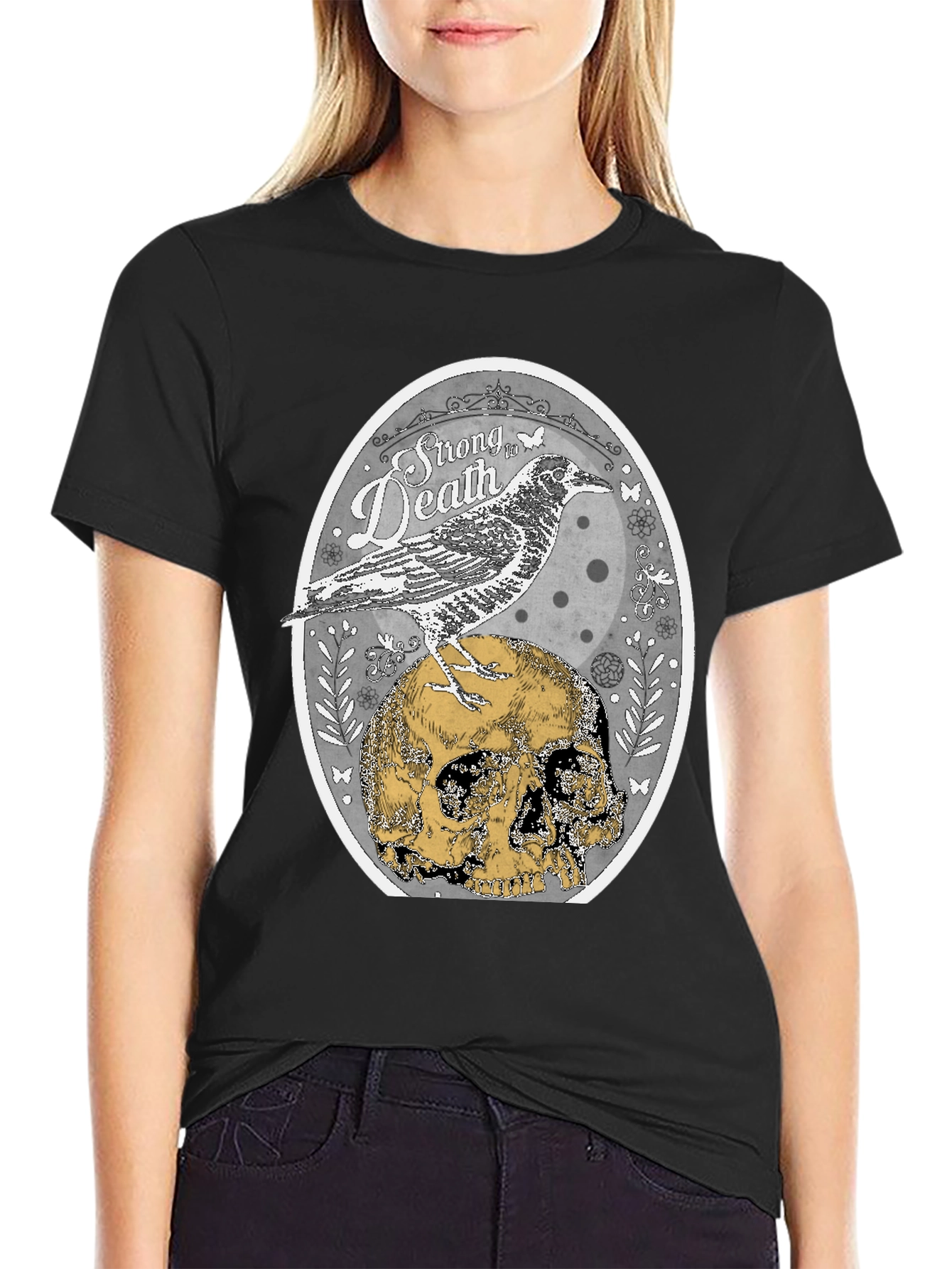 Raven & Skull Graphic T-Shirt - Strong in Death