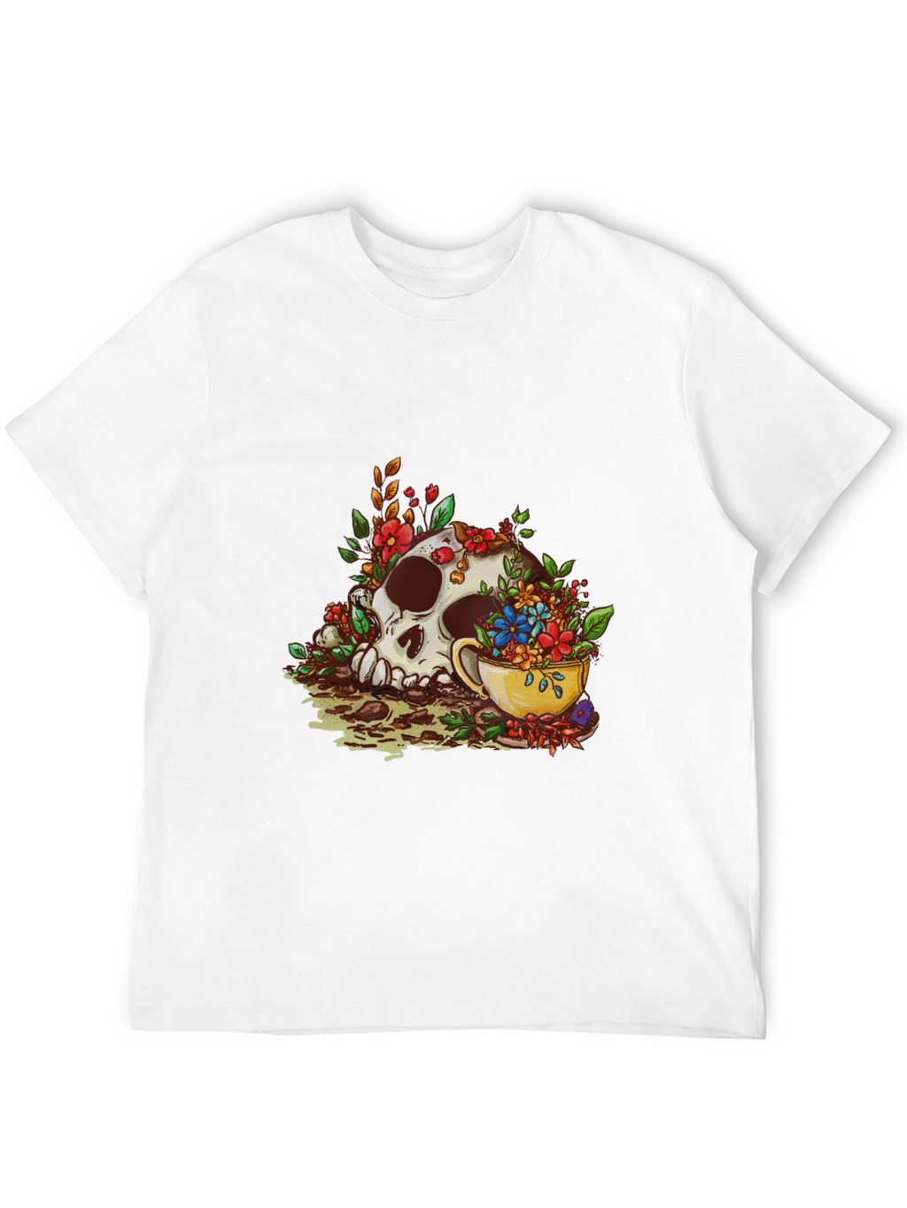 Skull and Tea Cup Graphic Print Mens Tee