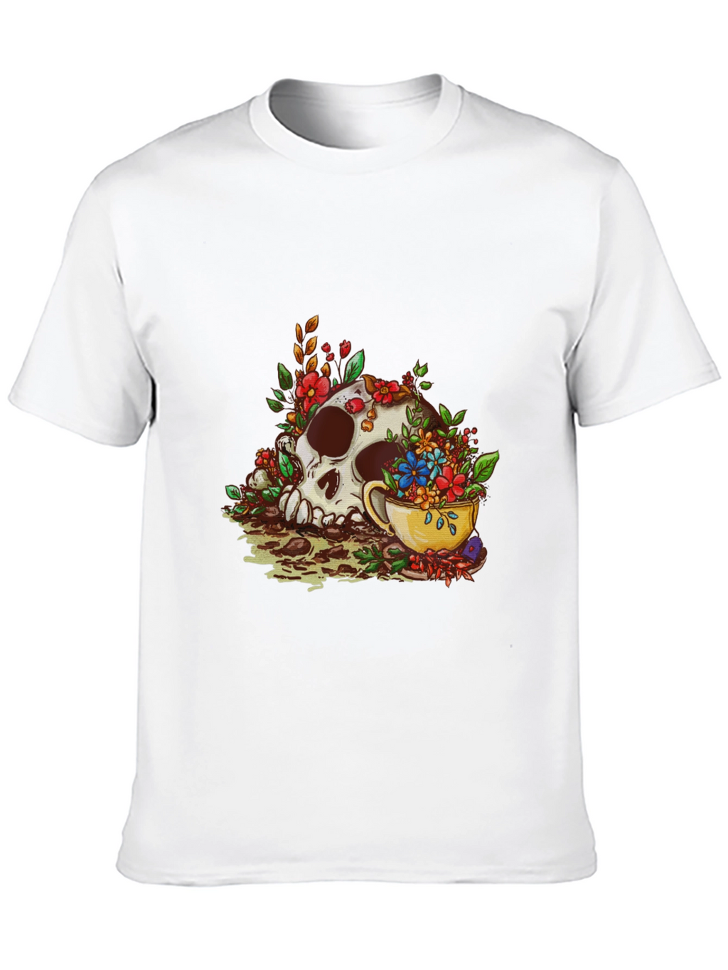Skull and Tea Cup Graphic Print Mens Tee