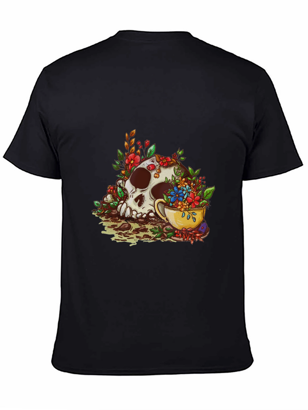 Skull and Tea Cup Graphic Print Mens Tee