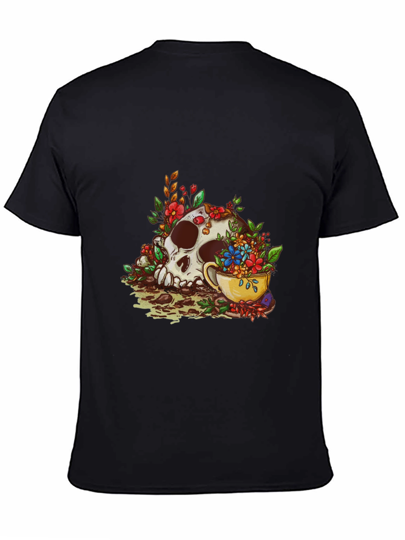 Skull and Tea Cup Graphic Print Mens Tee