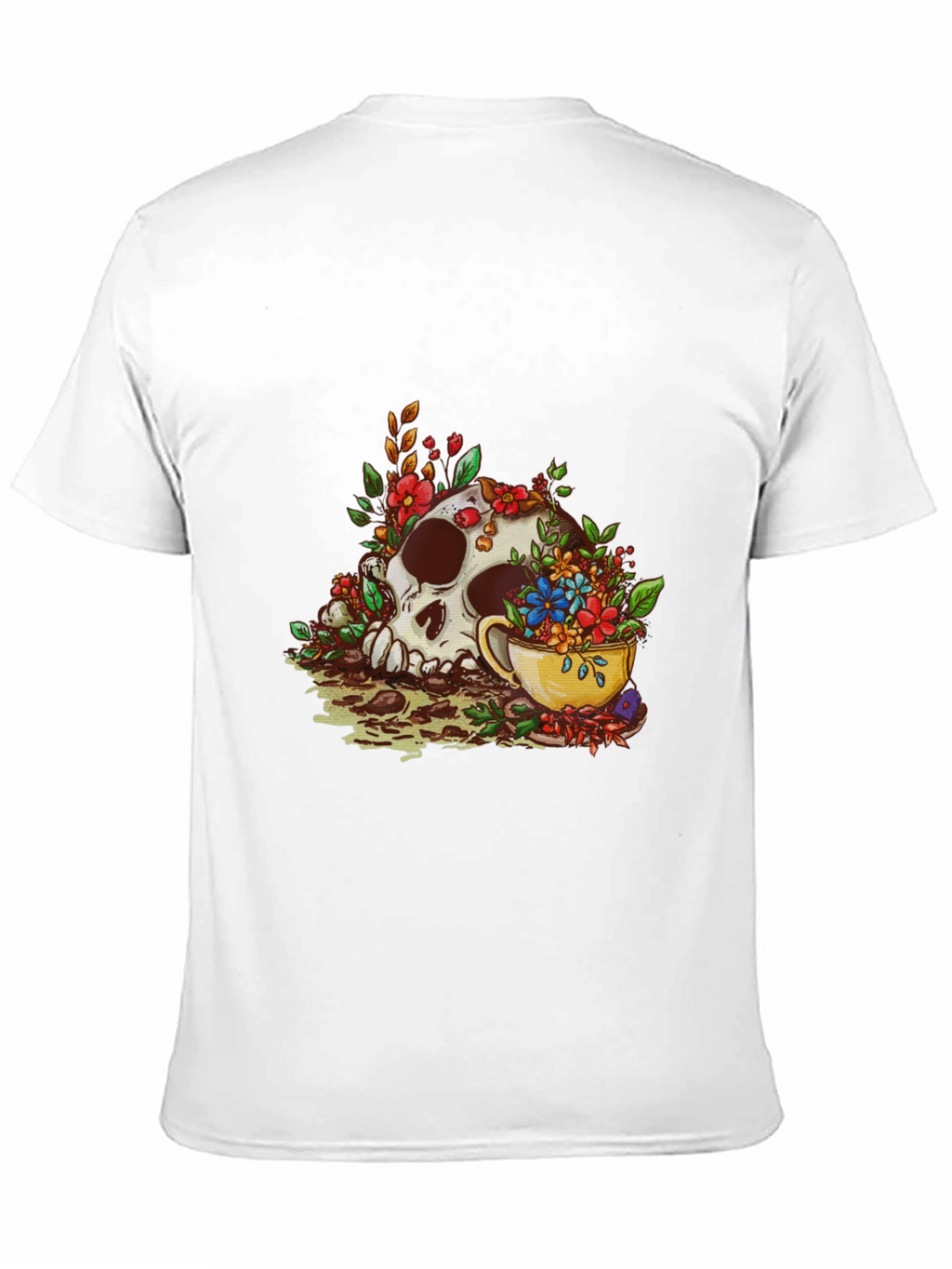 Skull and Tea Cup Graphic Print Mens Tee