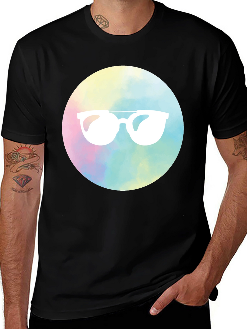 Cool Shades Graphic Tee - Black Cotton Blend